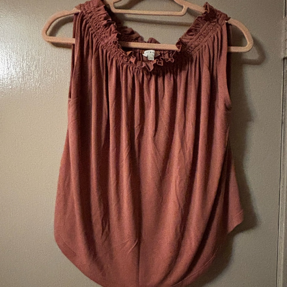 Lucky Brand Sleeveless Ruffle Blouse - Rust